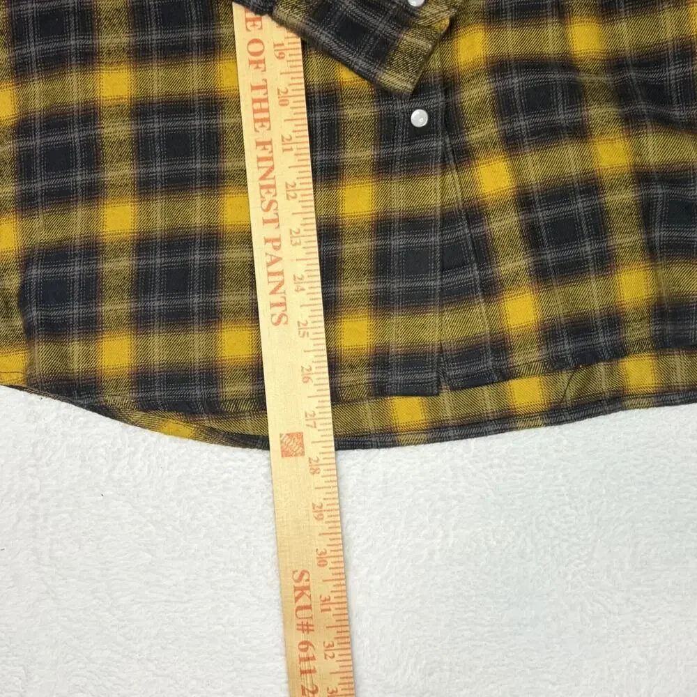Levi's Relaxed Fit The Western Shirt Yellow Plaid Pearl Snap Flannel Medium